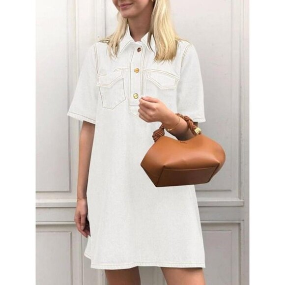 Short Sleeve Denim Dress - Picture 2 of 7